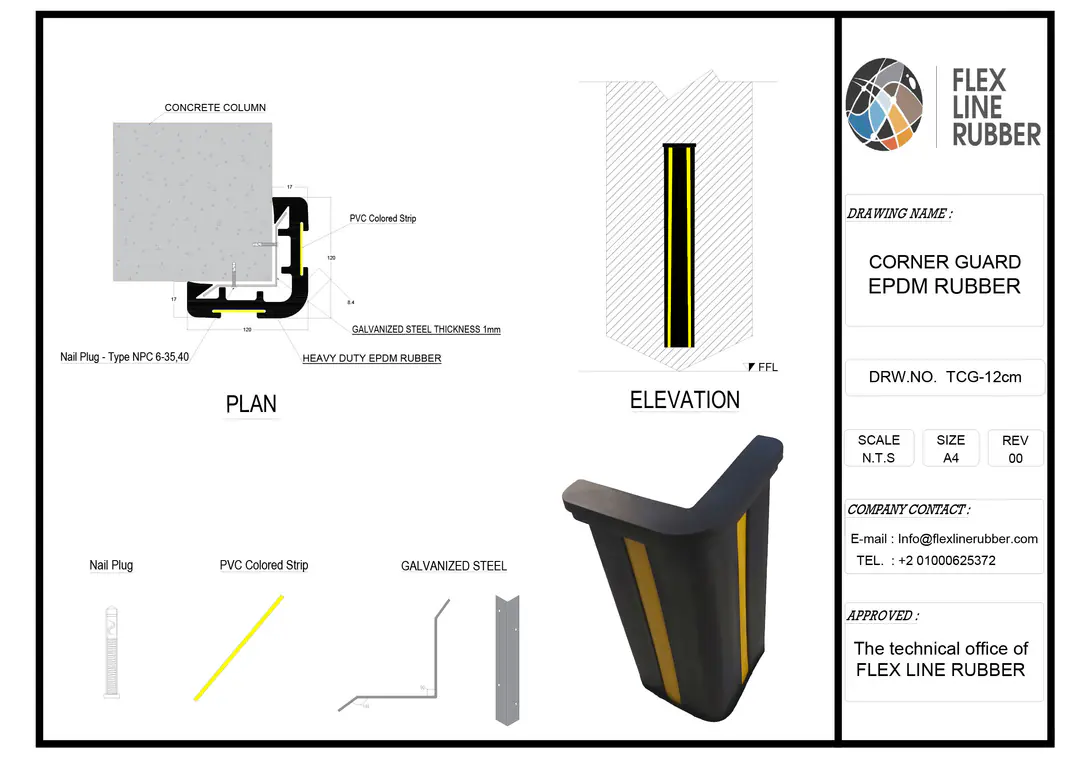 Torino TCG12 rubber corner guard profile