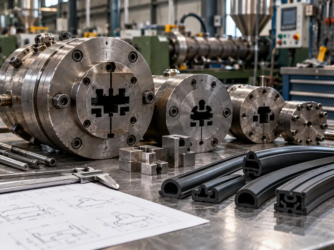 Illustration of precision extrusion dies and custom rubber profiles