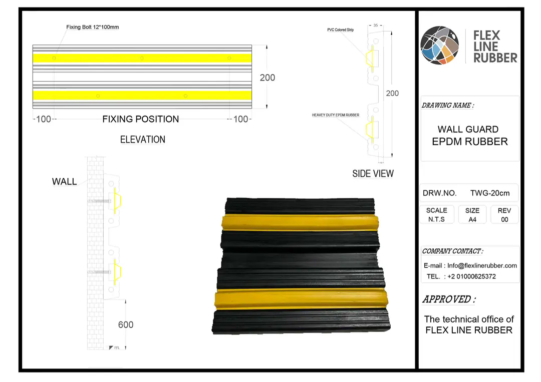Torino TWG20 and TWG35 rubber wall guard profiles