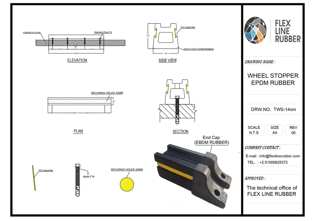 Torino TWS14 rubber wheel stopper