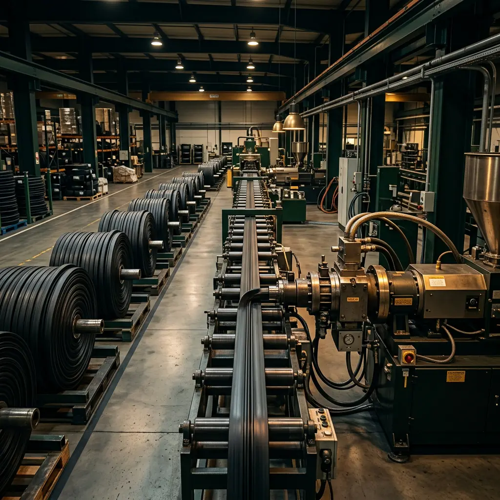 Torino rubber extrusion factory interior and precision machinery
